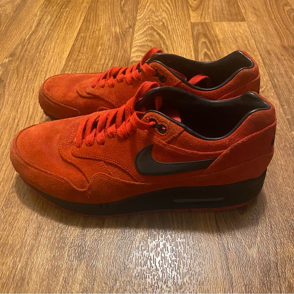 Nike Air Max 1 Shoes Mens 8 Red Suede Premium Pimento‎ 512033-610